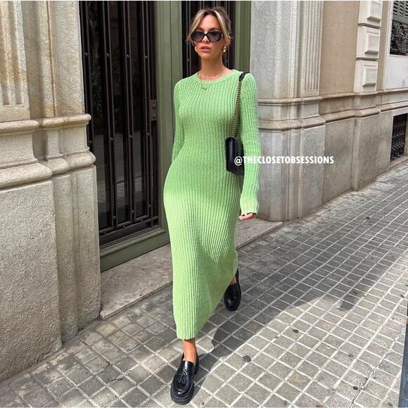 MANGO Ribbed Knit Maxi Dress 💚✨ NWT | Size 8 - Picture 3 of 16